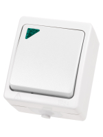 Выключатель 1-кл. с подсветкой открытой установки IP54 10А белый "Вуокса" TDM SQ1803-1004