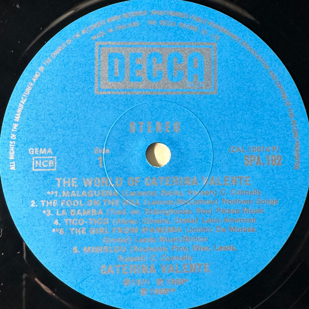 Caterina Valente ‎– The World Of Caterina Valente (Англия 1971г.)