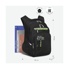 Çanta \ Bag \ RB-050-11 Рюкзак школьный (/4 черный - салатовый)