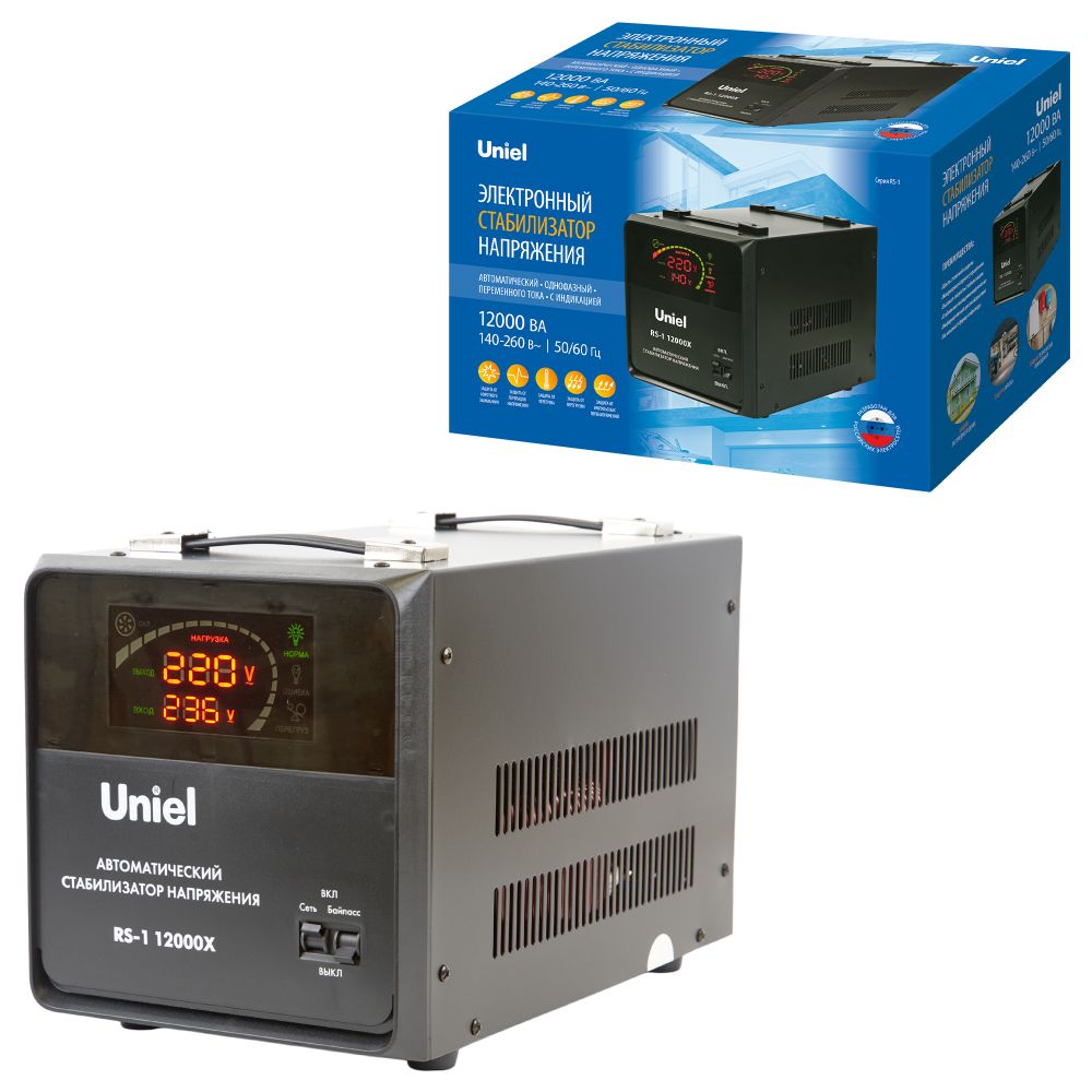 RS-1 12000X Стабилизатор напряжения серии Reliability. 12000ВА. Релейный. однофазный. Напольный. TM Uniel
