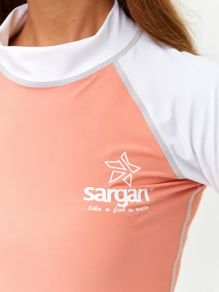 Футболка рашгард Sargan Агидель UPF 50+ женская св.персик/белый