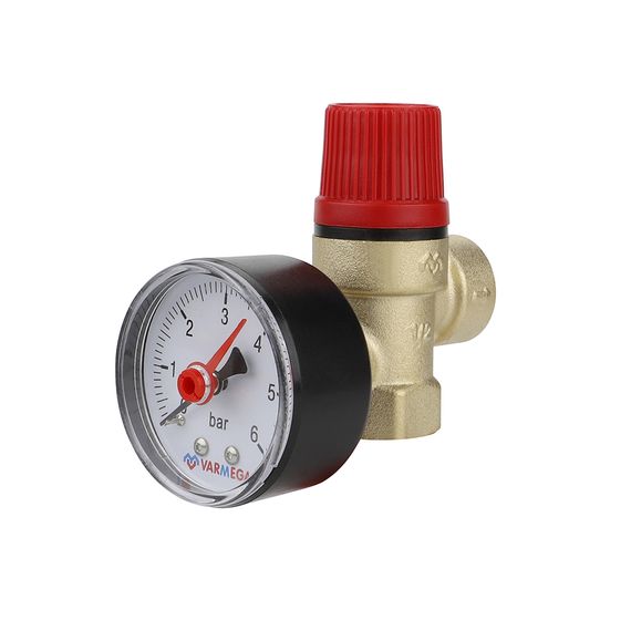 Клапан предохранительный Varmega 3 бар 1/2&quot; ВР с манометром 37944