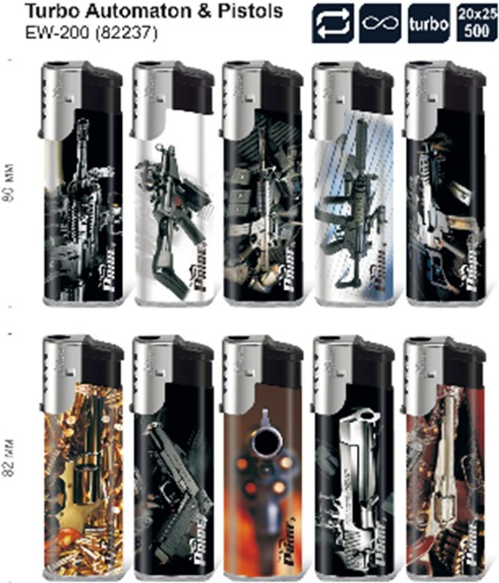 Зажигалка "Pride" ЕW-200  Turbo Automaton & Pistols  25шт * 20бл (82237)