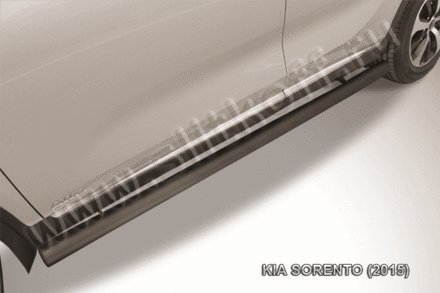 Пороги стальные Kia Sorento (2014-2017) d76 труба (черные)