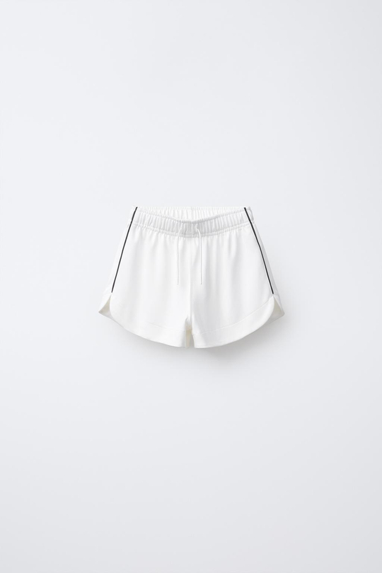 ZARA БЕРМУДЫ С ОТДЕЛКОЙ, ЖЕЛТОВАТО-БЕЛЫЙ
