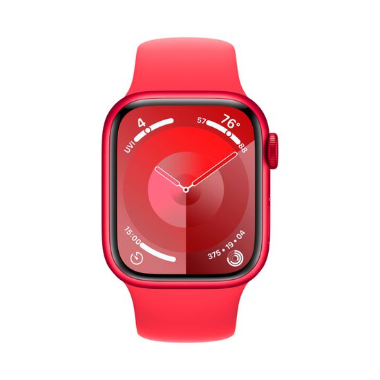 Apple Watch Series 9, 41 мм, корпус из алюминия цвета (PRODUCT)RED, спортивный ремешок цвета (PRODUCT)RED, размер S/M