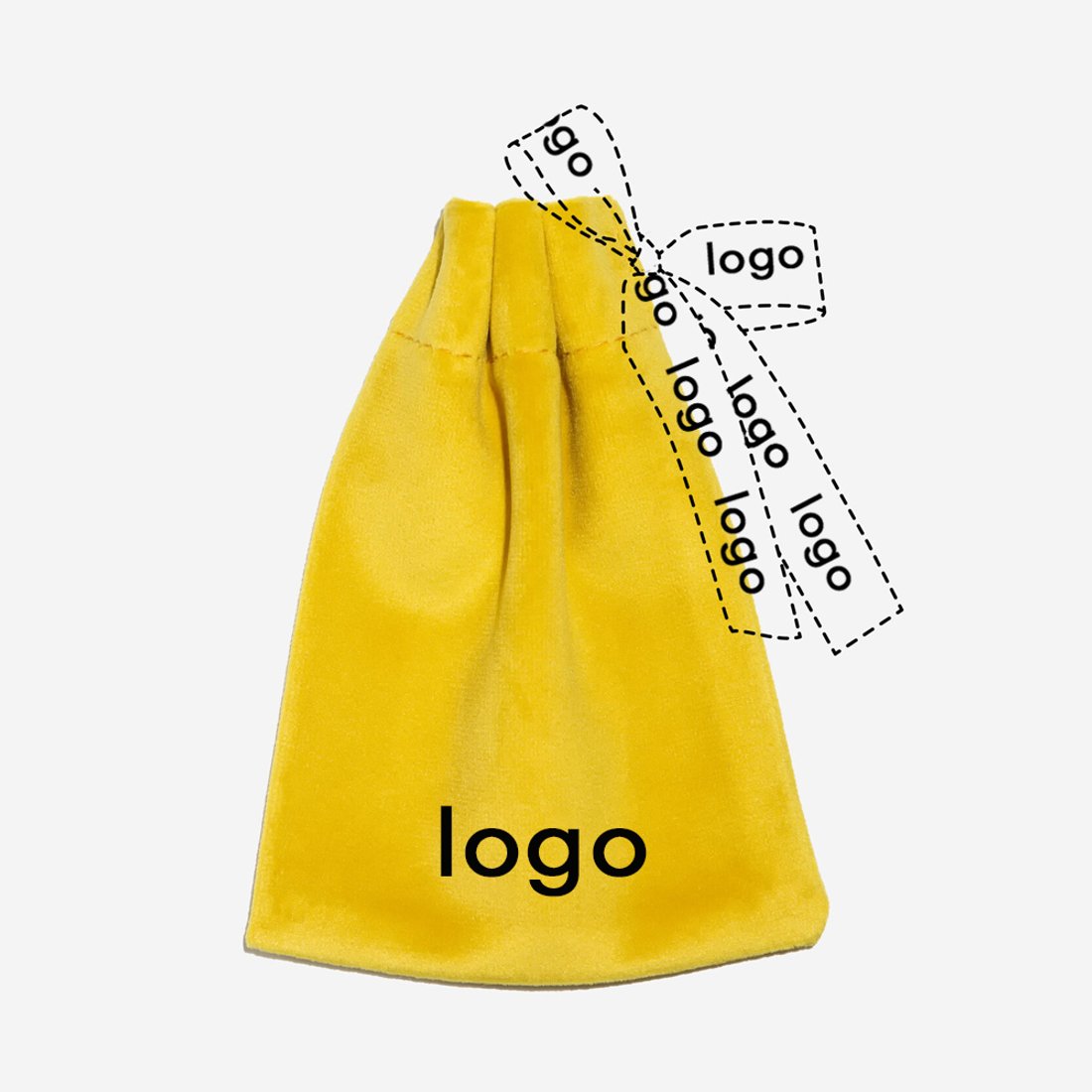 Мешочек из велюра, брендирование на мешочке и ленте