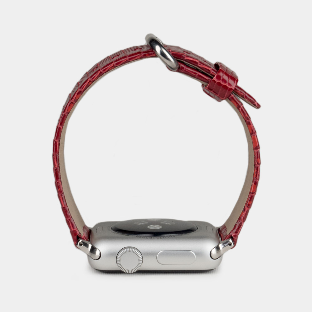 Ремешок для Apple Watch 44/45/46 mm из кожи ящерицы, красного цвета