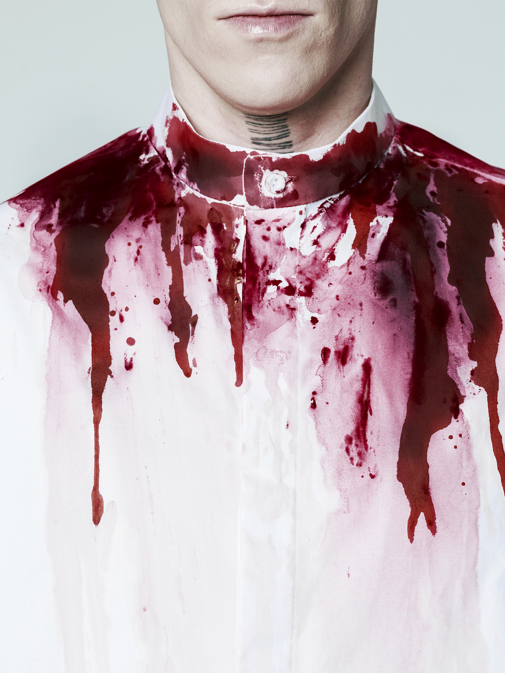 Рубашка "Калина" с окрашиванием. Бело-красная