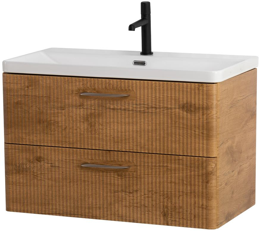 Подвесная тумба с раковиной Belbagno DUE, 80 см Rovere Nature DUE-800-2C-SO-RN-P + BB-8076-3-80