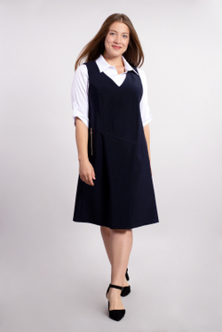 Офисный сарафан 2614АП, Тёмно тёмно син #70ТТСи082614АП