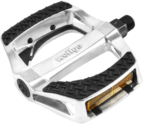 Педали алюминиевые C-330DU широкие, ось Cr-Mo с полимерн. подшип., 107*110*27 484г серебристые с черными резиновыми вставками WELLGO
