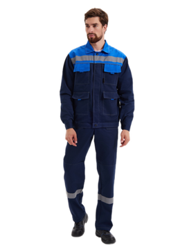 Костюм "Нова" полукомбинезон (саржа/т.синий/василек)