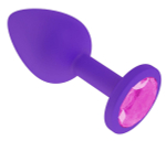 Фиолетовая силиконовая пробка с розовым кристаллом - 7,3 см.