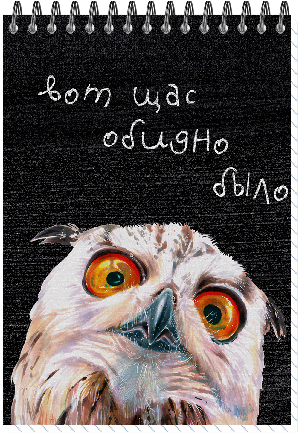 Блокнот формат А6 60 листов на металлическом гребне "Совы" нелинованный