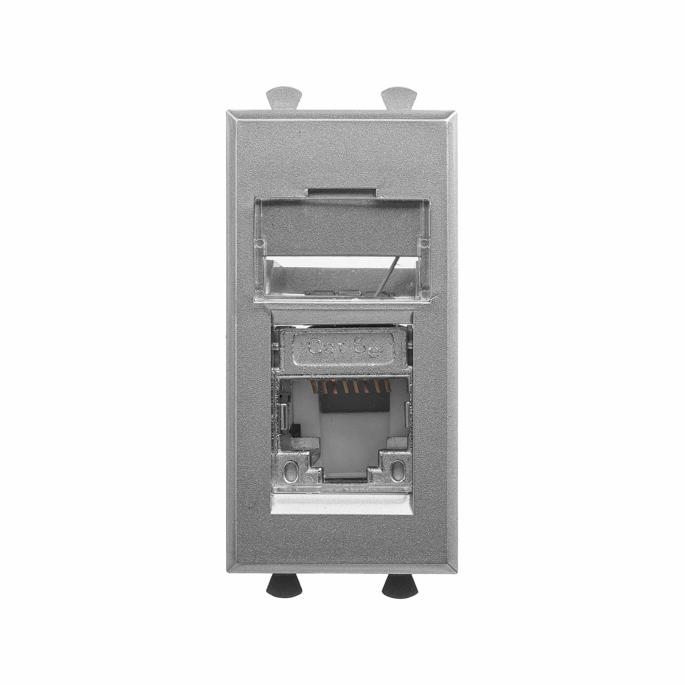 Компьютерная розетка RJ-45 модульная, кат.5е экранированная,"Avanti","Закаленная сталь", 1 модуль