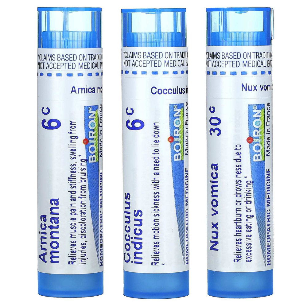 Boiron, Jet Lag Relief, гранулы для рассасывания, комбинированный набор, 3 тюбика по 80 гранул