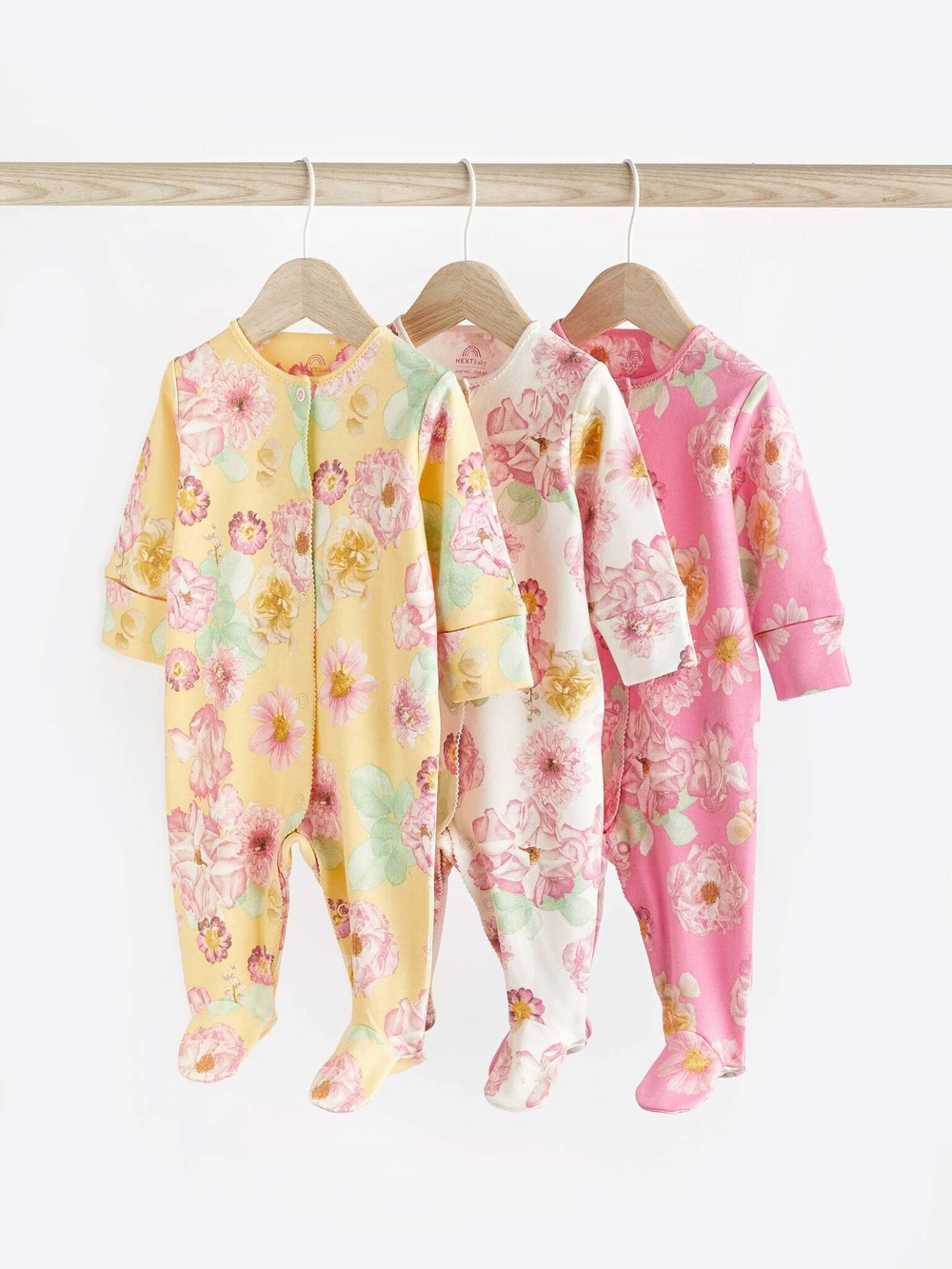 Комбинезон / Cлип для малышей Next 104-207, 3 шт., Желтый, Розовый