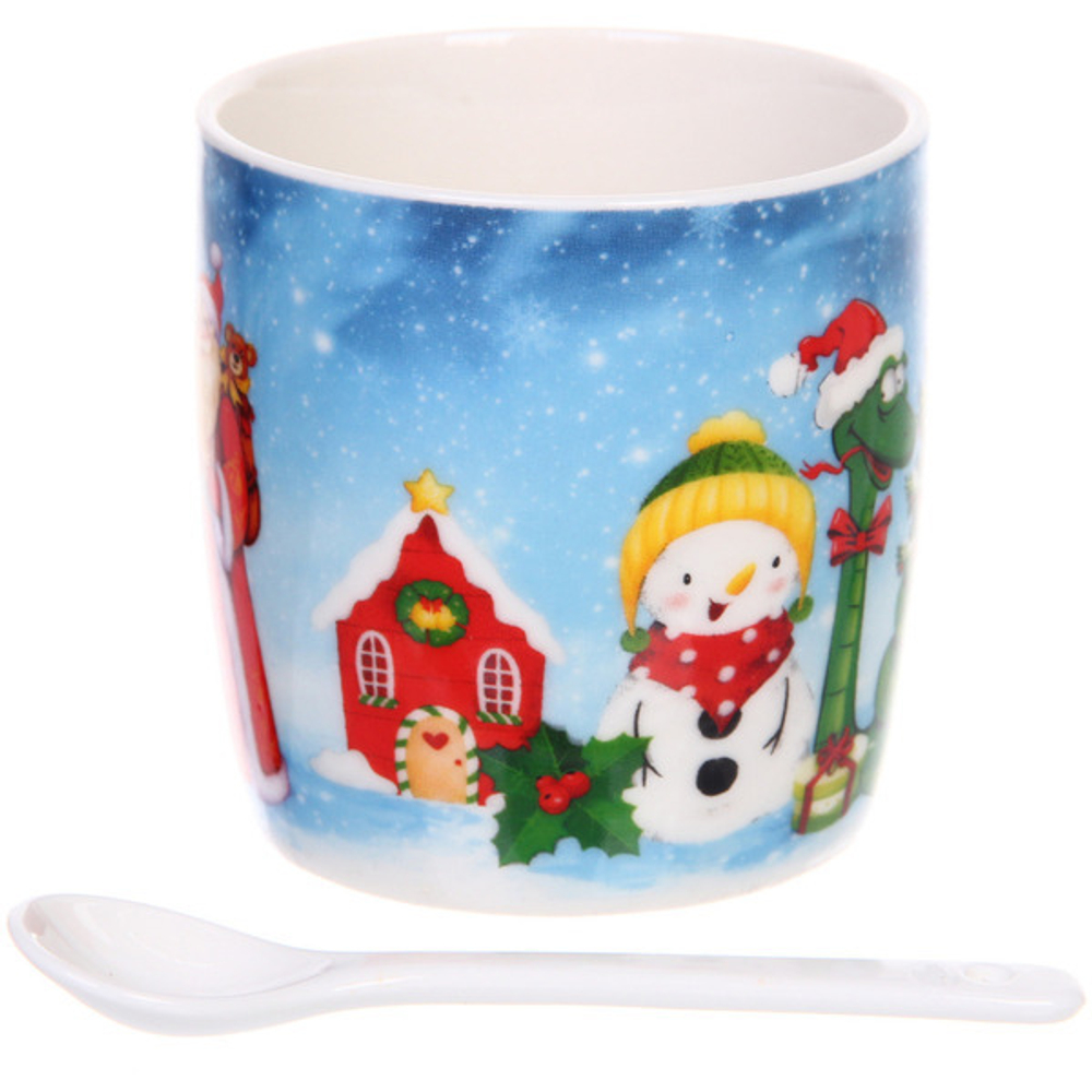 Кружка керамическая 200мл «Славный удав у ёлки» с ложкой в подарочной коробке