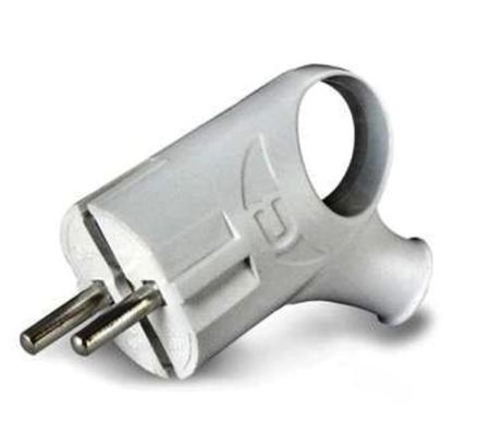 Вилка "UNIVersal" угловая с ушком с/з белая 16А 250В  (Еврослот) (АТ1505) 1/35/350