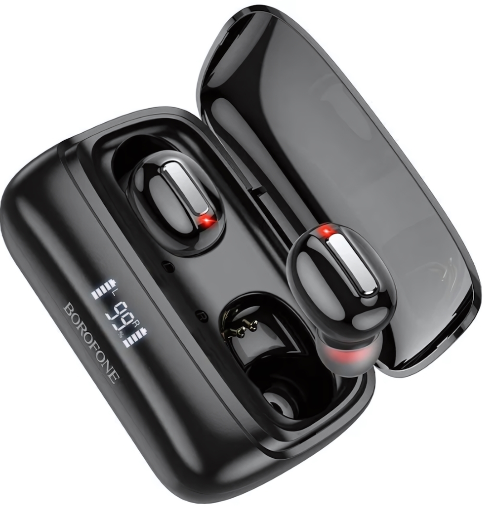 Bluetooth - гарнитура Borofone BE55, TWS вакуумные, BT5.1, 40/1200mAh Black