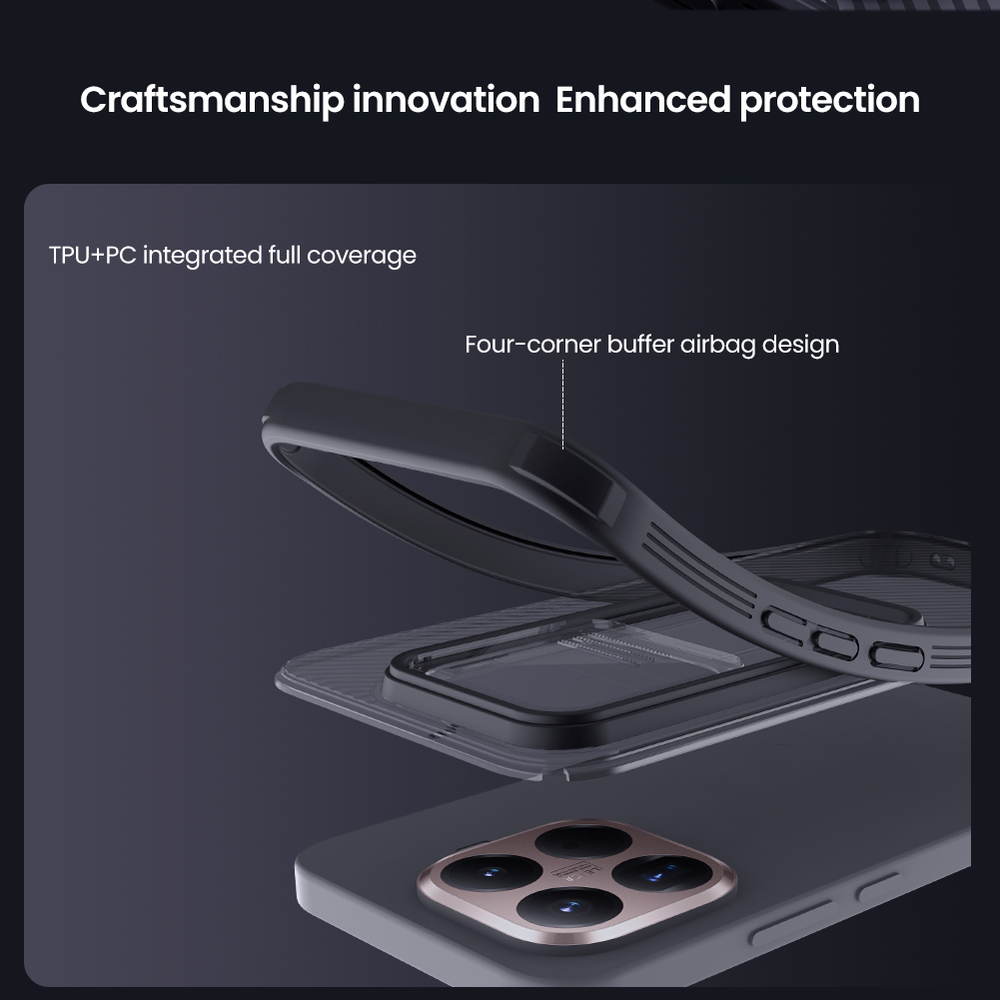 Чехол тонированный с защитной шторкой для камеры на Xiaomi 15T Pro, серия CamShield Pro Case (Transparent black) от Nillkin