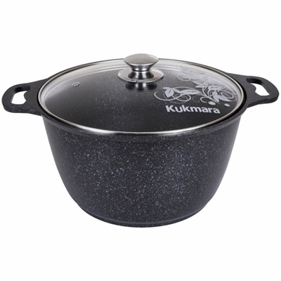 Кастрюля 8,5л со стекл. крышкой, АП ( темный мрамор)