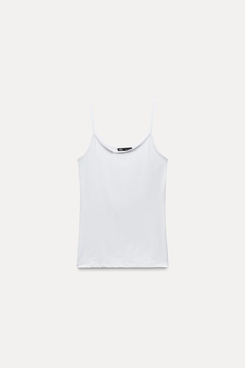ZARA ТОП ИЗ ПОЛИАМИДА С ТОНКИМИ БРЕТЕЛЯМИ, БЕЛЫЙ