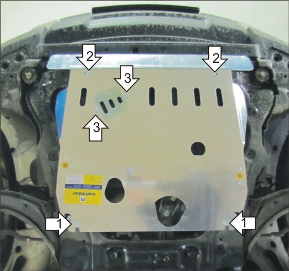 Усиленная защита Motodor картера двигателя, кпп. 5 мм, алюминий. для Nissan X-Trail 2010-2015,Nissan X-Trail 2007-2010 арт.31402