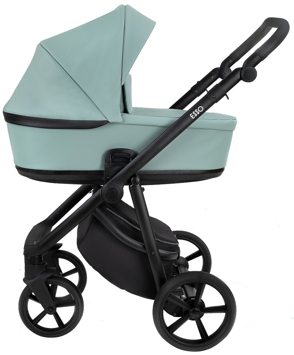 Детская коляска Roan Esso 2025 Кожа 2 в 1 ESSK/214/1 Misti Mint/Grey/руч.Черный