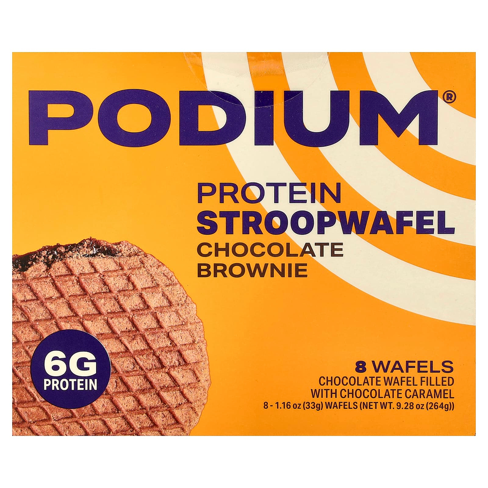 Podium Nutrition, протеиновая вафля, шоколадный брауни, 8 вафель по 33 г (1,16 унции)