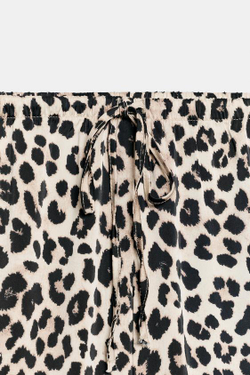 ZARA АТЛАСНЫЕ БРЮКИ НА ШНУРКЕ, ЛЕОПАРДОВЫЙ