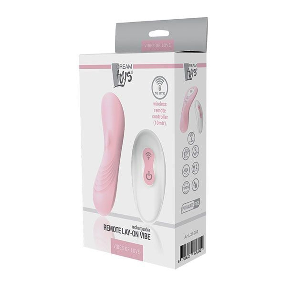Розовый клиторальный стимулятор REMOTE LAY-ON VIBE (Цвет: розовый)