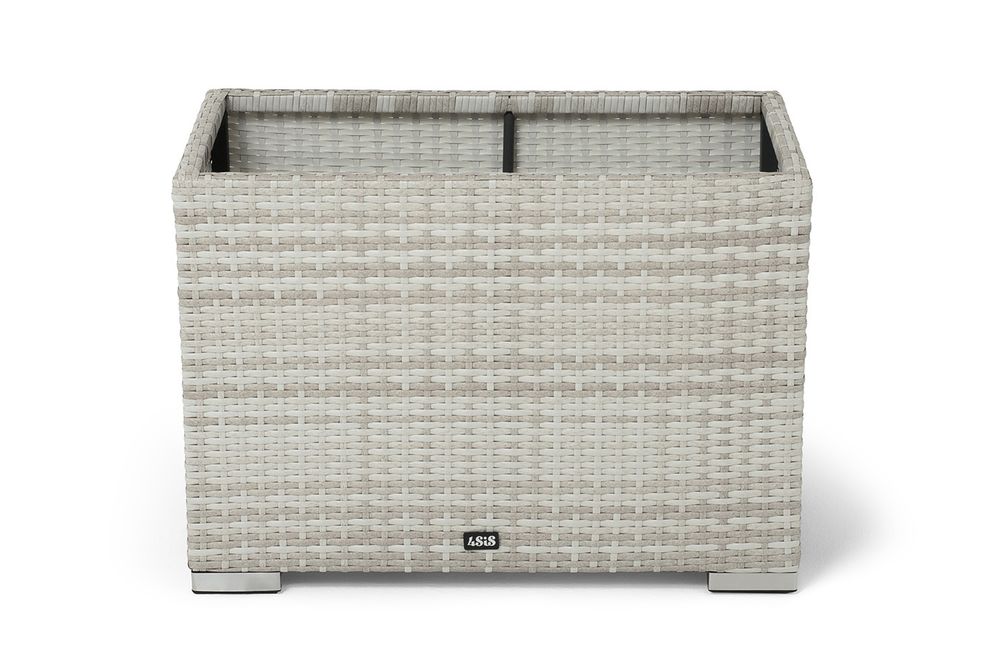 "Лунго" кашпо для цветов большое плетеное из искусственного ротанга, цвет бежевый