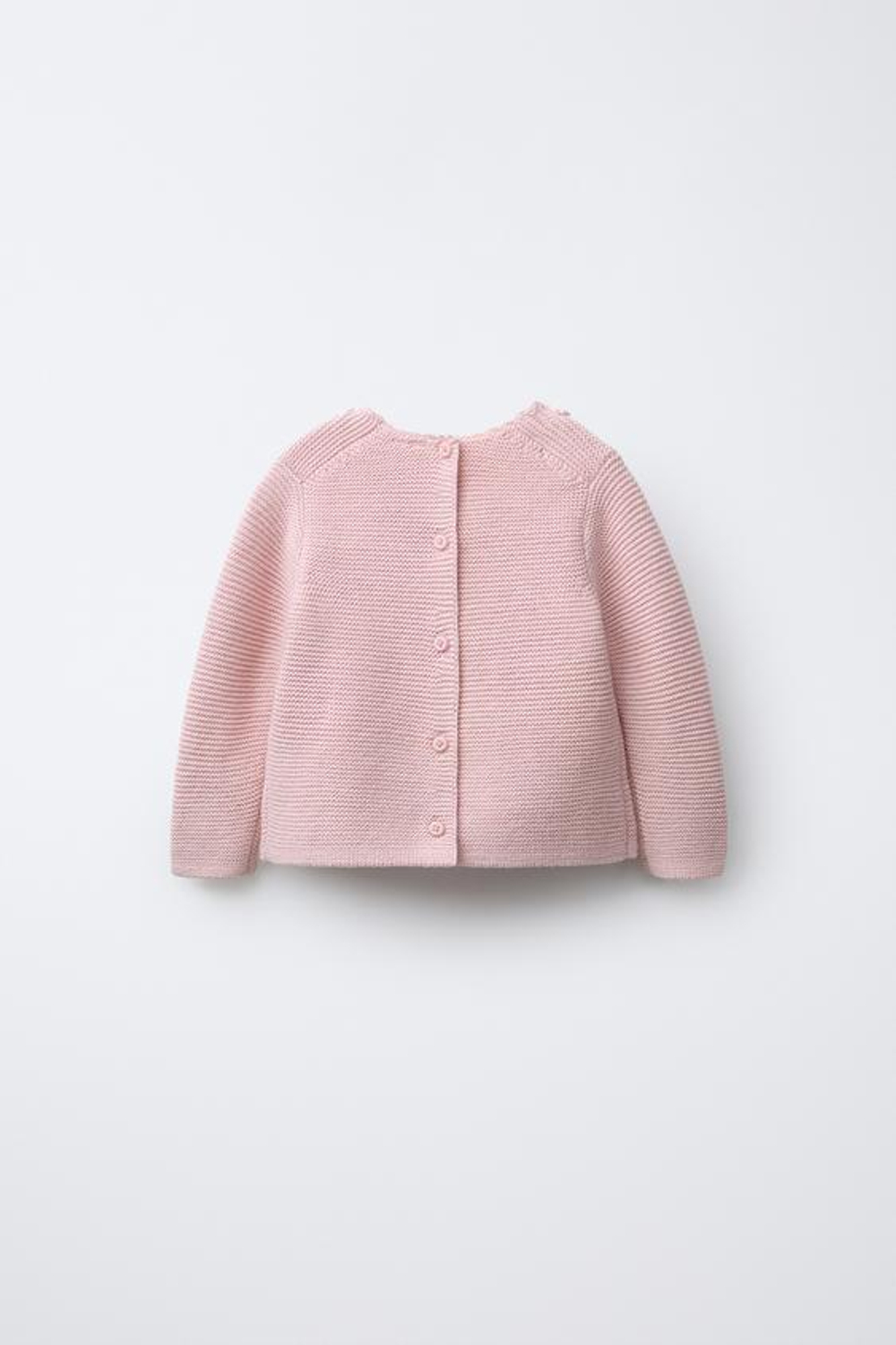 ZARA ТРИКОТАЖНЫЙ ДЖЕМПЕР С ЦВЕТАМИ, СВЯЗАННЫМИ КРЮЧКОМ, СВЕТЛО-РОЗОВЫЙ