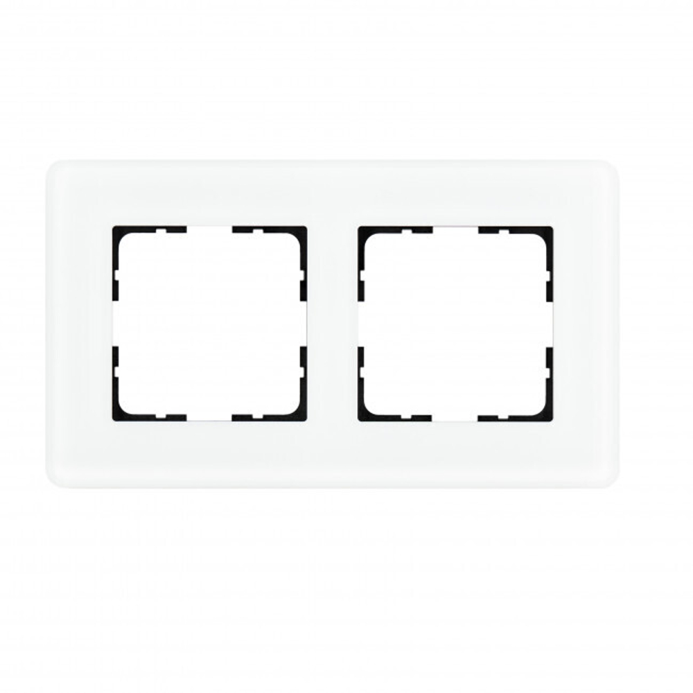 Стеклянная матовая закругленная рамка 2 пост , цвет белый