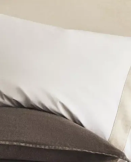 ZARA HOME НАВОЛОЧКА С ЛЬНЯНОЙ КАЙМОЙ, БЕЛЫЙ