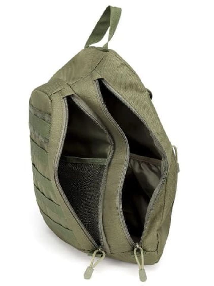 Сумка через плечо большая, молния сбоку (олива)