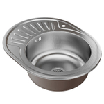 Мойка овал 57х45 (0,8) прав вып 3 1/2 MIXLINE 18 см с сифоном ДЕКОР