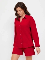 Костюм - пижама с шортами из муслина домашний оверсайз