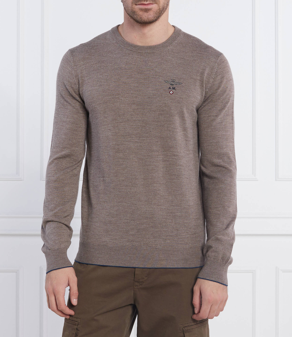 Хлопковый свитер Aeronautica Militare - песочный(MA1388L415)