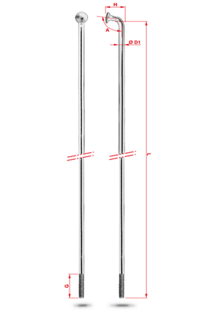 Спица Rodi Round St.Steel, серебристый, без ниппеля, 2,0X284mm