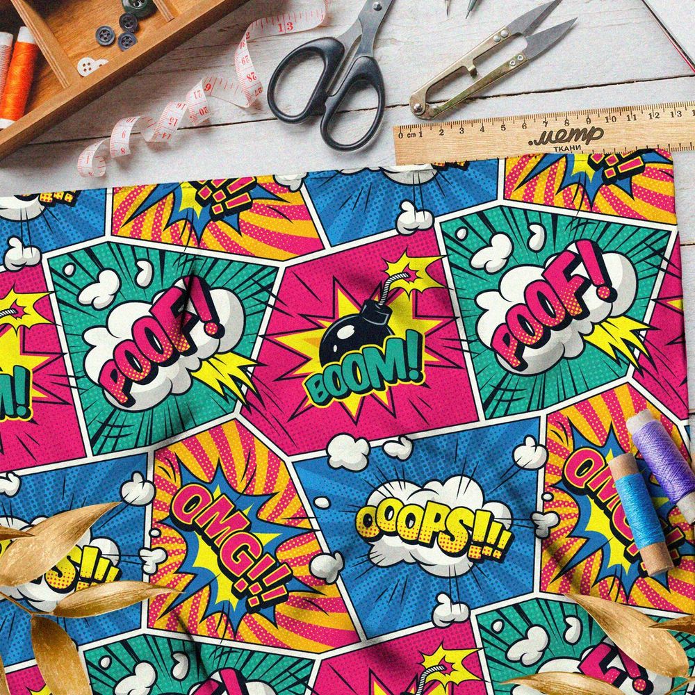 Ткань муслин громкие звуки из комиксов