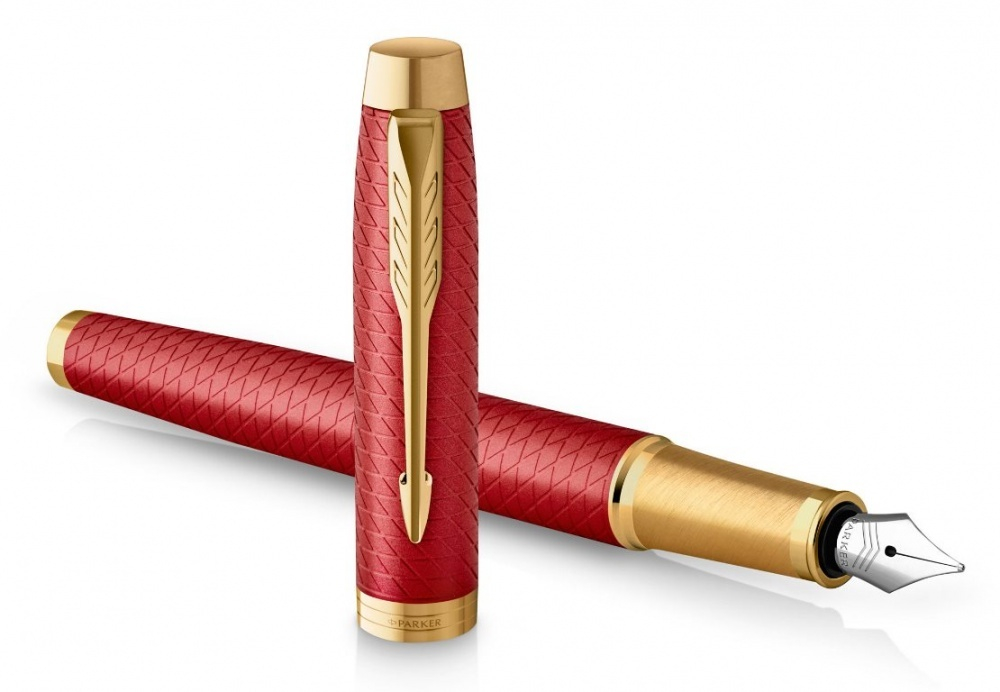 Перьевая ручка Parker IM Premium F318  Red GT, перо: F, цвет чернил: blue, в подарочной упаковке.