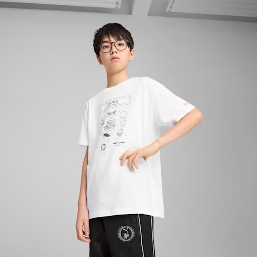 PUMA X HARRY POTTER ФУТБОЛКА СВОБОДНОГО КРОЯ, БЕЛЫЙ