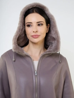 Дубленка зимняя двухсторонняя шуба с капюшоном