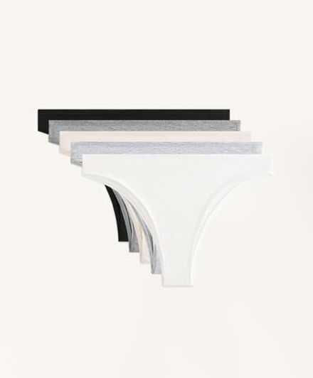 OYSHO Набор из 5 пар трусов-бразильяно из хлопковой смеси, черный