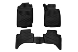Коврики Standard, 3D в салон MITSUBISHI L200/Triton manual & automatic, 2016- , Double cab., правый руль, 3 шт. (полиуретан, чёрные) Element.ELEMENT3D3501210