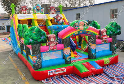 Коммерческий батут "Мишки и дети", размер 10*6*5 м