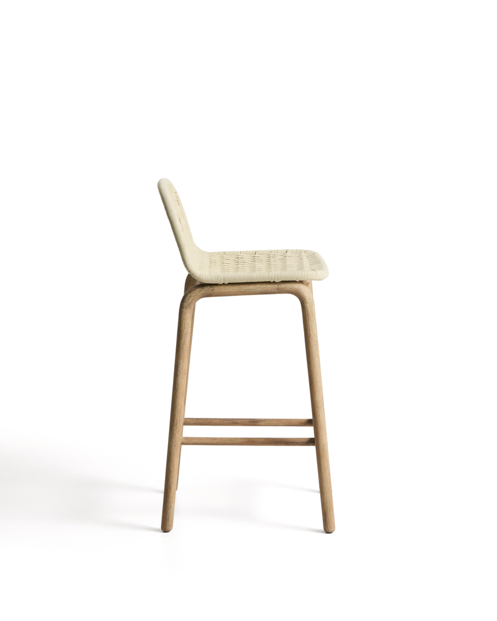 Уличный барный стул Alipa из акации и веревки цвета экрю, 75 см